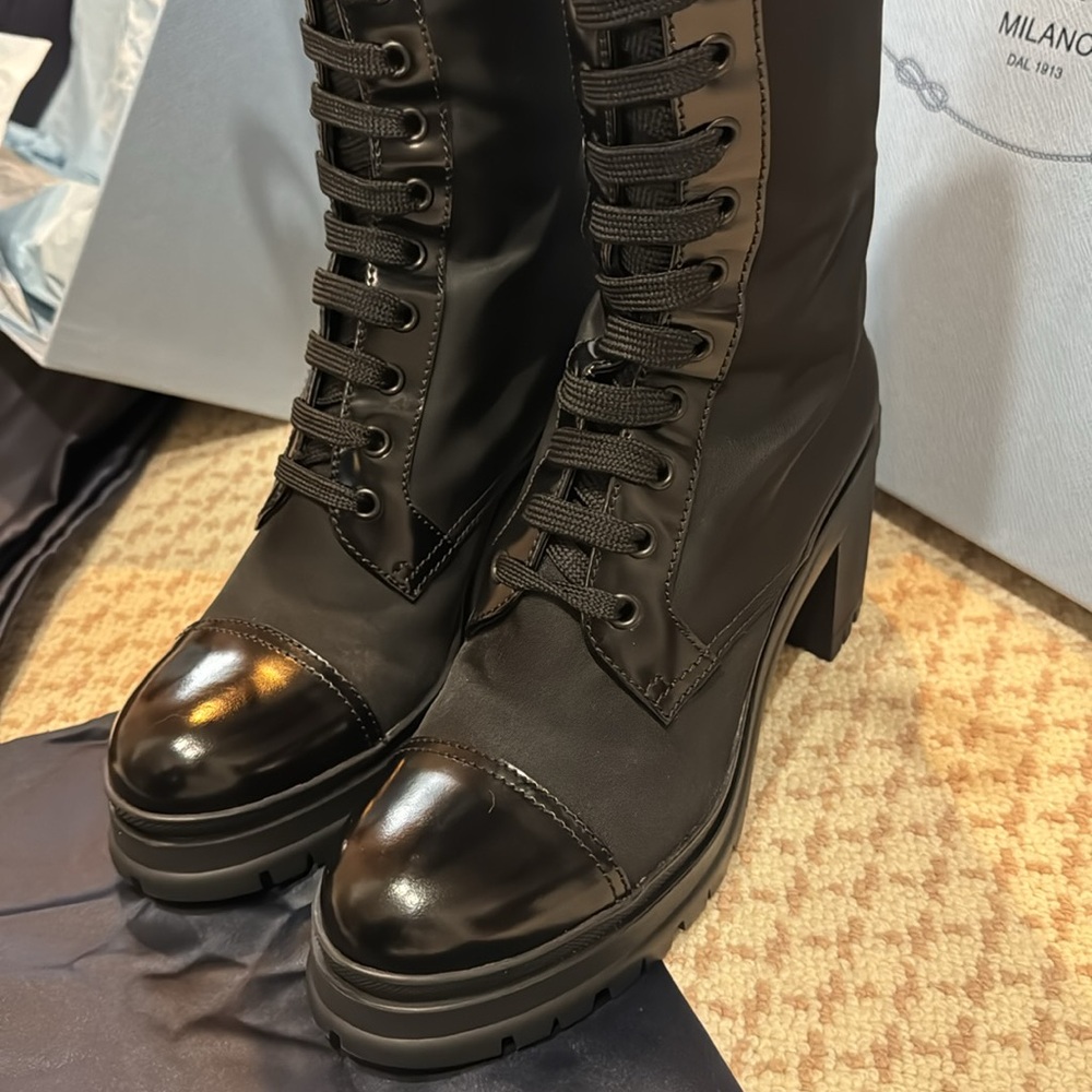 AUTHENTIC Prada Lace up Tall Boots | sz 38.5